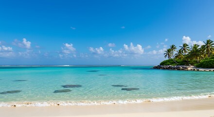 Fototapeta premium Azure Serenity: Midday's Embrace AI Generated