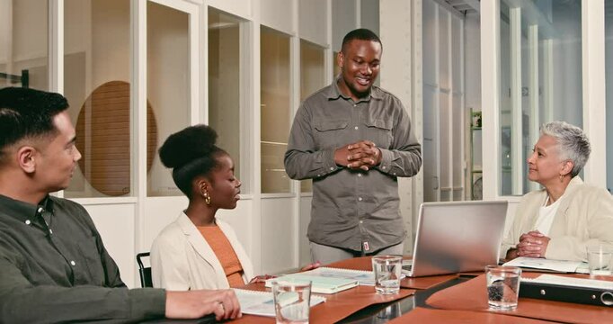Diverse Business Team Collaborating in a Productive Office Meeting