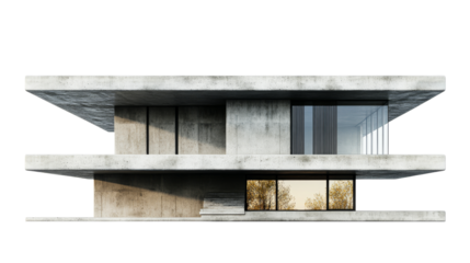 Minimalist Modern Concrete Architecture Facade, cut out transparent