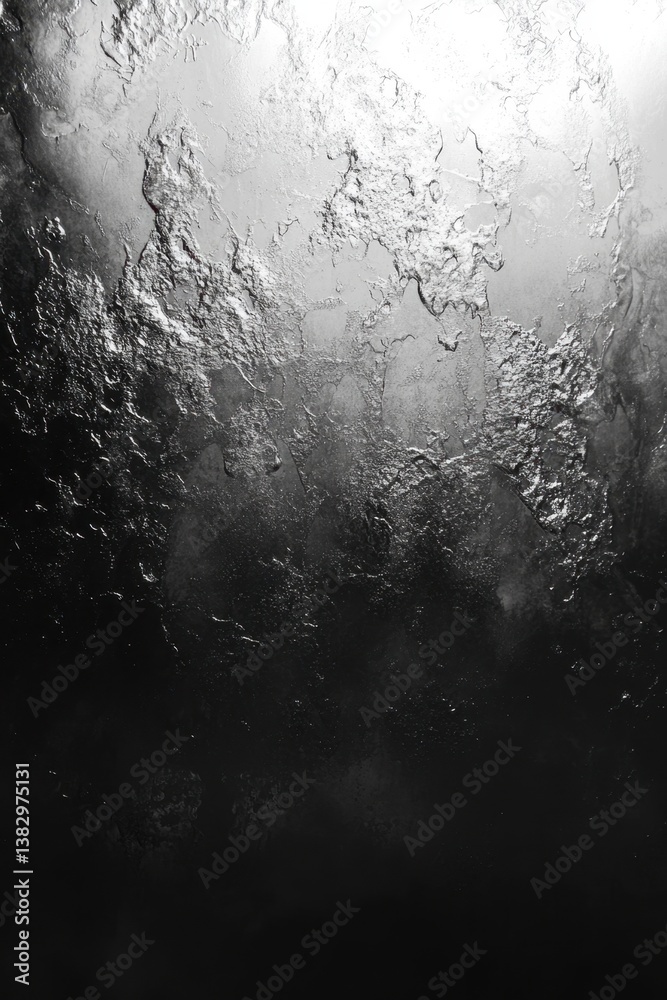 Poster abstract monochrome background of textured silver surface with black gradient creating depth and art