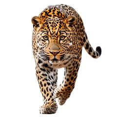 Obraz premium leopard in motion, isolated transparent background