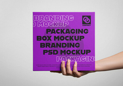 Hand Holding Box Mockup