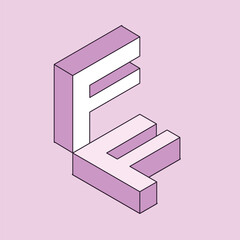 Isometric 3d effect letters alphabet. Isometric font at different angles. Isometric 3d font, three-dimensional alphabet letters with shadows, vector illustration.