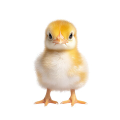 Fototapeta premium Cute Yellow Chick Standing on White Background with Fluffy Feathers and Bright Eyes