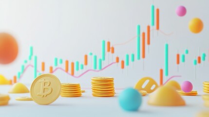 Digital Bitcoin Trading Chart Display