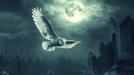 Glowing Owl Above Ancient Temple &ndash; Cinematic Fantasy in Ultra Detail

