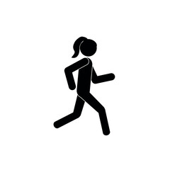 girl running, pictogram, figure, world running day, flat vector illustration on white background, healthy lifestyle, sports