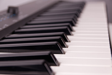 View of a music keyboard with a set of keys
