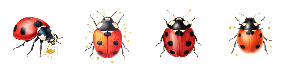 Colorful Ladybug Drawings with Various Poses and creations