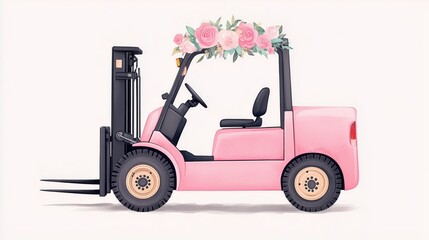 Fototapeta premium Whimsical Pink Car in Watercolor Art, Vintage Pink Car with Floral Elements, Dreamy Pink Car Road Trip Illustration, Cute Pink Car with Cityscape Watercolor, Minimalist Pastel Pink Car Aesthetic, Doub