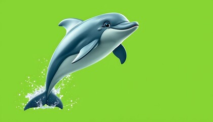 Obraz premium Dolphin Jumping Out of Water Against a Green Screen Background