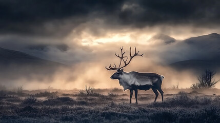 Glowing-Antlered Reindeer in Snow &ndash; Cinematic Frozen Wilderness

