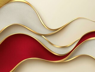 Obraz premium Elegant flowing waves of red white and gold fabric a luxurious and sophisticated abstract background for design projects and presentations