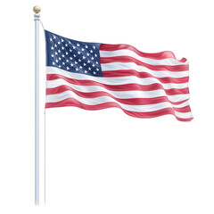 Fototapeta premium An artistic representation of the American flag waving gently in the breeze, showcasing its vibrant colors and distinct star-and-stripe pattern against a clear background.