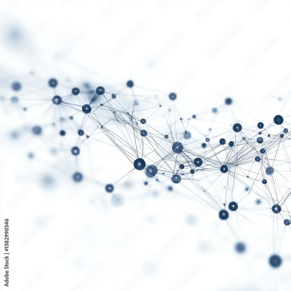 Poster abstract network connection with nodes and lines on a bright background representing technology inno