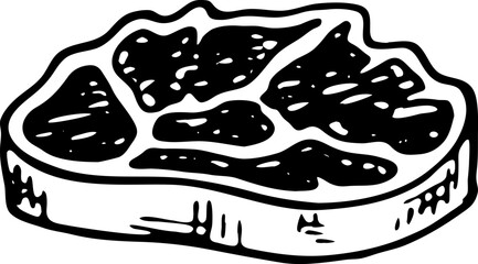Hand drawn meat doodle. Sketch food and drink, icon. Decoration element. Isolated on white background. Vector illustration