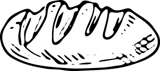 Hand drawn loaf doodle. Sketch food and drink, icon. Decoration element. Isolated on white background. Vector illustration