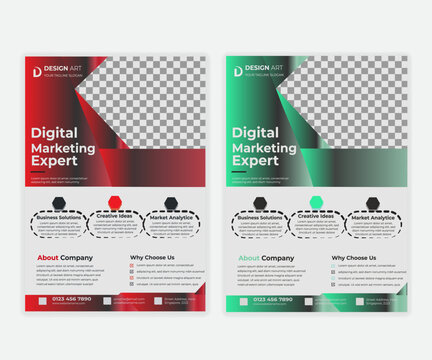 A4 modern unique professional corporate business flyer design template .or brochure designs for company advertising. Digital marketing expert template for expert business