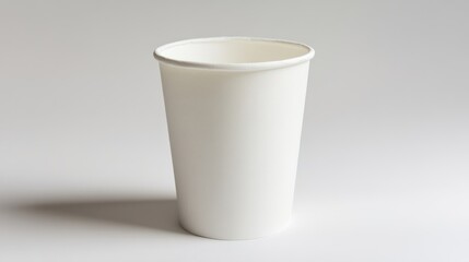 Empty white paper coffee cup on plain background, simple product display