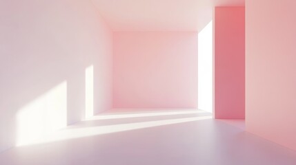 Empty Pastel Pink Room with Sunlight, Ideal for Product Display