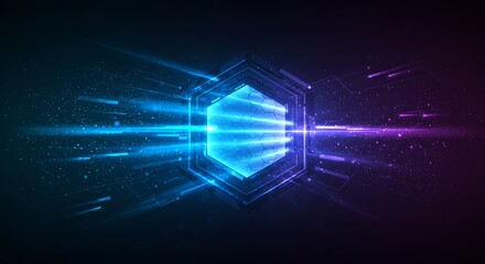 Obraz premium Neon Hex Portal AI Generated