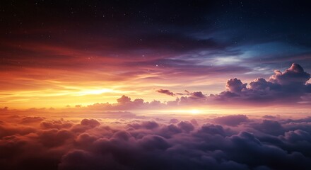 Celestial Canvas: Sunset's Embrace AI Generated