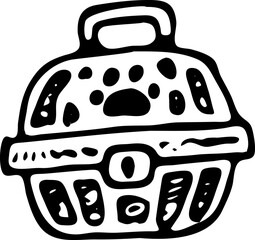 Hand drawn Pets transportation box doodle. Sketch pets icon. Decoration element. Isolated on white background. Vector illustration