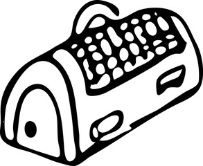 Hand drawn Pets transportation box doodle. Sketch pets icon. Decoration element. Isolated on white background. Vector illustration
