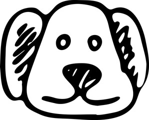 Hand drawn dog face doodle. Sketch pets icon. Decoration element. Isolated on white background. Vector illustration