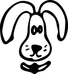 Hand drawn dog face doodle. Sketch pets icon. Decoration element. Isolated on white background. Vector illustration