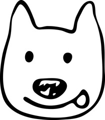 Hand drawn dog face doodle. Sketch pets icon. Decoration element. Isolated on white background. Vector illustration