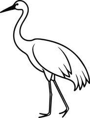 Elegant black silhouette of a crane standing in water perfect for naturethemed designs invitations or branding
