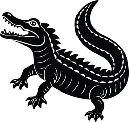 beautiful black crocodile vector silhouette art this is an editable and printable vector eps file
