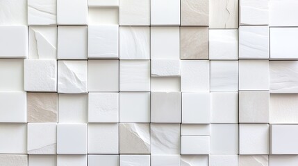 Abstract white ceramic mosaic tile wall texture indoor art minimalist design contemporary style