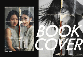 Worn Book Cover Torn Paper Photo Effect