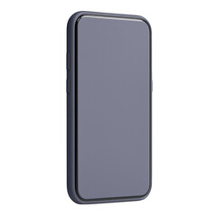 Naklejka premium Modern smartphone design showcasing a sleek, minimalistic look with a smooth surface and rounded edges, isolated on a white background.