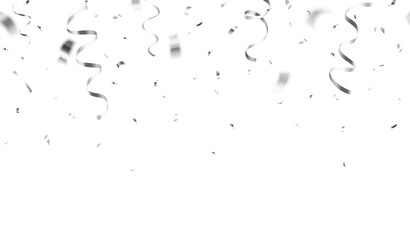 Realistic shiny decorative falling confetti seamless pattern isolated on transparent background