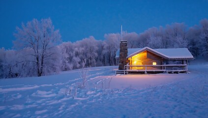 Cozy Cabin in Snowy Winter Wonderland