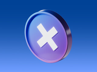 Obraz premium 3D cross icon symbolizing cancel action, prohibition, error, rejection or denial. Suitable for interface, finance alerts, or app notifications on dark background.