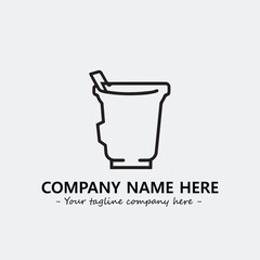 Cup illustration black and white for logo company vector image
