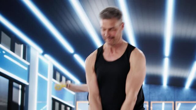 Sport Workout In Gym. Kettlebell Swing