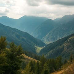 Fototapeta premium Swiss Serenity: A Panoramic Journey Through Majestic Alpine Landscapes,Ai generated 