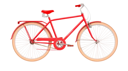 Fotobehang Red Bicycle Vintage Style With White Spokes, Wheels, Transport, cut out transparent © Maestro