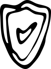 Hand Drawn shield doodle. Sketch style icon. Decoration element. Isolated on white background. Flat design. Vector illustration