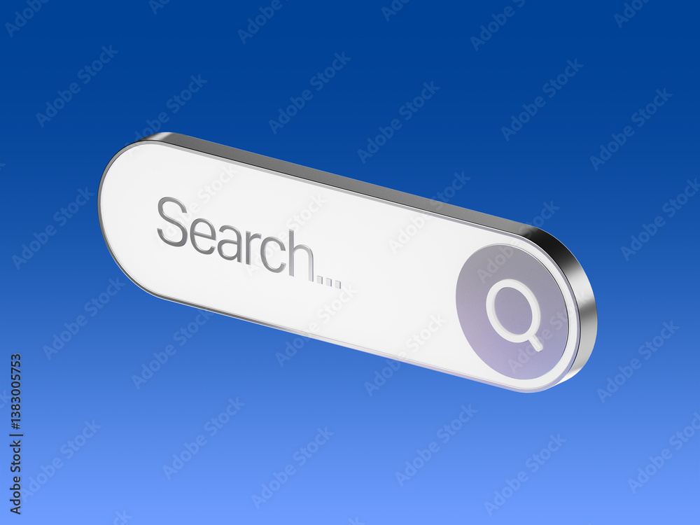 Poster 3d search bar template for website. navigation search for web browser. 3d icon render. ask question 