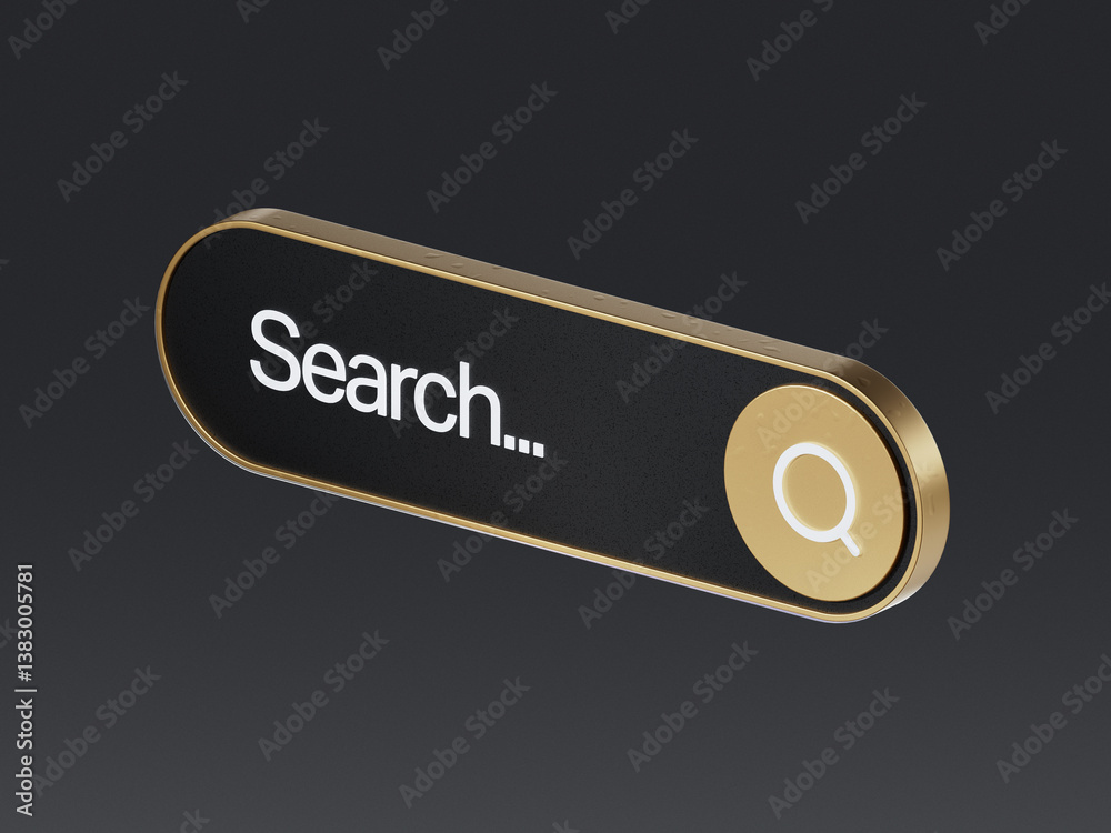 Poster 3d search bar template for website. navigation search for web browser. 3d icon render. ask question 