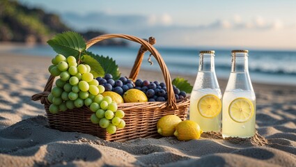 Fresh grapes and ripe apples mingle with a white wine still life featuring other healthy fruits