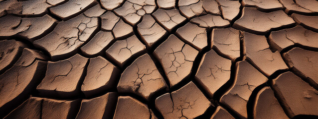 Banner. Dry cracked earth, parched land, Earth dirt texture background, arid soil, Dry cracked earth texture, cracked earth, Dry mud, broken texture, desert, global warming, climate change concept.