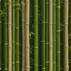 Fototapeta premium Vertical Green Bamboo Stalks in Natural Forest Background