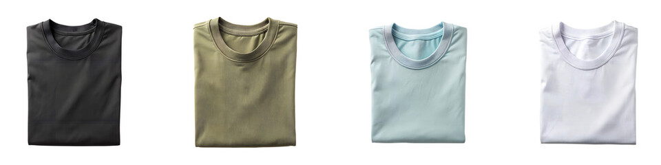 Neatly-folded-plain-t-shirt isolated on a transparent background.